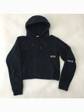 NikeLab ACG Cropped Pullover Hoodie Black Womens S Petite Dri-FIT
